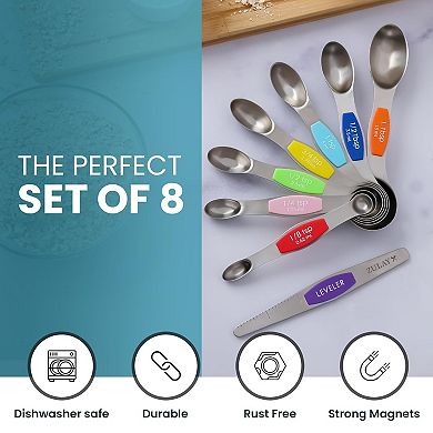 Zulay Kitchen Stackable Magnetic Spoons Set of 8