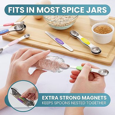 Zulay Kitchen Stackable Magnetic Spoons Set of 8