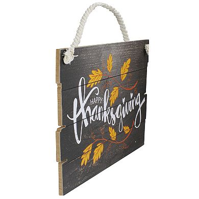 15" Wooden 'Happy Thanksgiving' Hanging Wall Sign