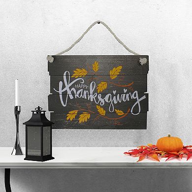 15" Wooden 'Happy Thanksgiving' Hanging Wall Sign