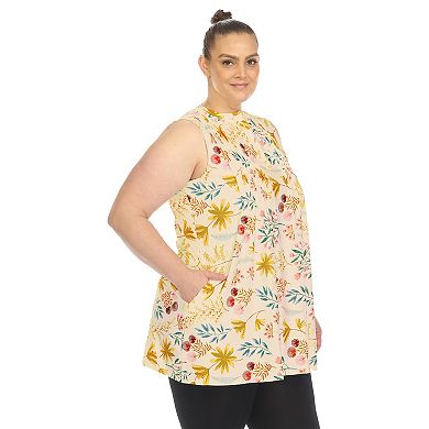 Women's Plus Size Floral Sleeveless Tunic Top