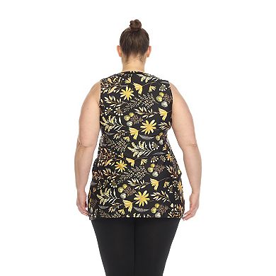 Women's Plus Size Floral Sleeveless Tunic Top