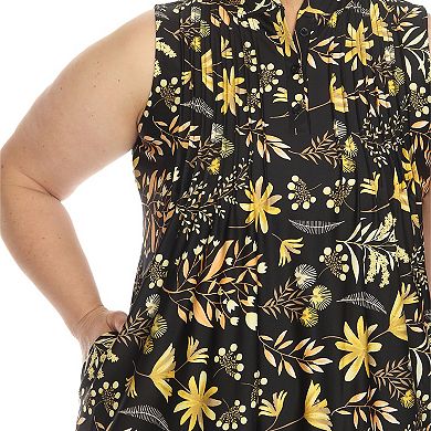 Women's Plus Size Floral Sleeveless Tunic Top