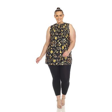 Women's Plus Size Floral Sleeveless Tunic Top