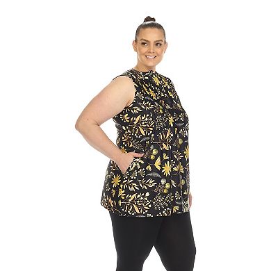 Women's Plus Size Floral Sleeveless Tunic Top