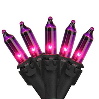 50-Count Purple Mini Christmas Lights Set 10ft Black Wire