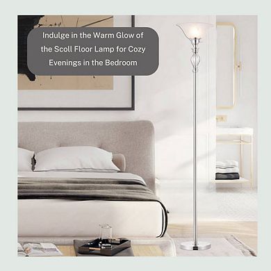 Floor Lamp With Alabaster Glass (Brushed Nickel)