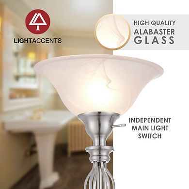 Floor Lamp With Alabaster Glass (Brushed Nickel)