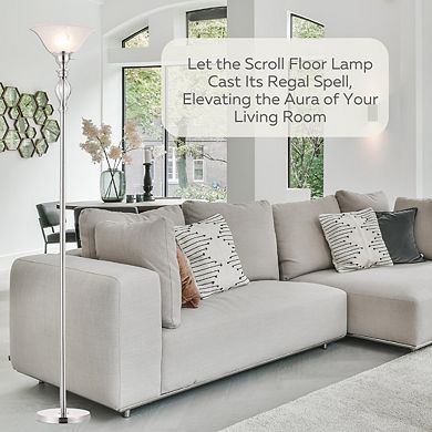 Floor Lamp With Alabaster Glass (Brushed Nickel)