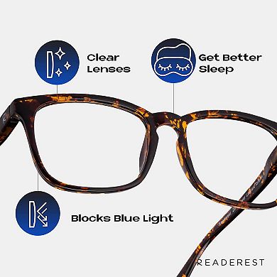 Blue Light Blocking Reading Glasses (Tortoise, 125 Magnification) - Computer