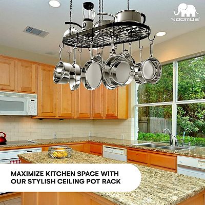 Kitchen Ceiling Pot Rack MasterClass Deluxe Ceiling Mounted Wooden Pot