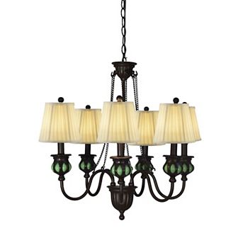 27" Green and Ivory Vintage Empire 6-Light Chandelier
