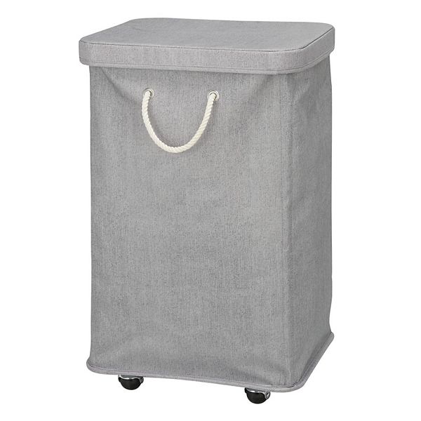 mDesign Polyester Rolling Laundry Hamper with Wheels, Removable Lid