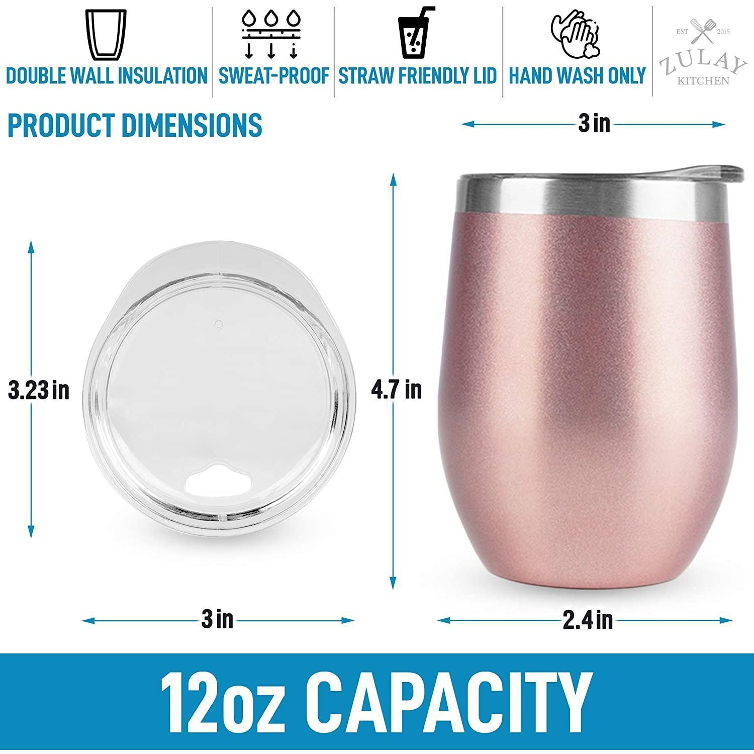 Zulay Kitchen Insulated Wine Tumbler - Thumbnail 4