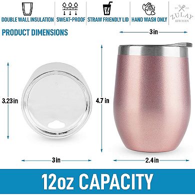 Zulay Kitchen 12oz Insulated Wine Tumbler With Lid