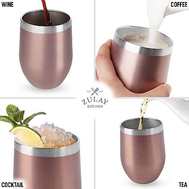 Zulay Kitchen 12oz Insulated Wine Tumbler With Lid