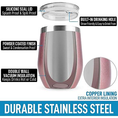Zulay Kitchen 12oz Insulated Wine Tumbler With Lid