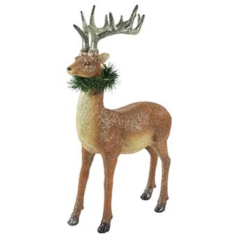 15.5" Glittered Brown Standing Christmas Decoration