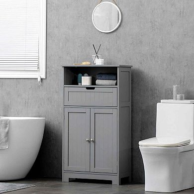 Bathroom Storage Cabinet Organizer With Drawer And Adjustable Shelf, Grey