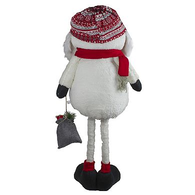33-Inch Red White and Gray Plush Christmas Snowman with Telescopic Legs