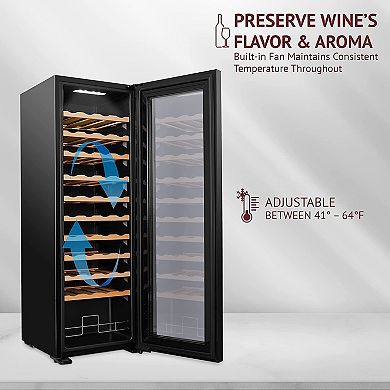 44-Bottle Wine Cooler, Freestanding Wine Fridge with Lock
