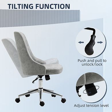 Vinsetto Mid-Back Home Office Chair, Height Adjustable Task Chair with 360 Degree Swivel and Tilt Function, Grey