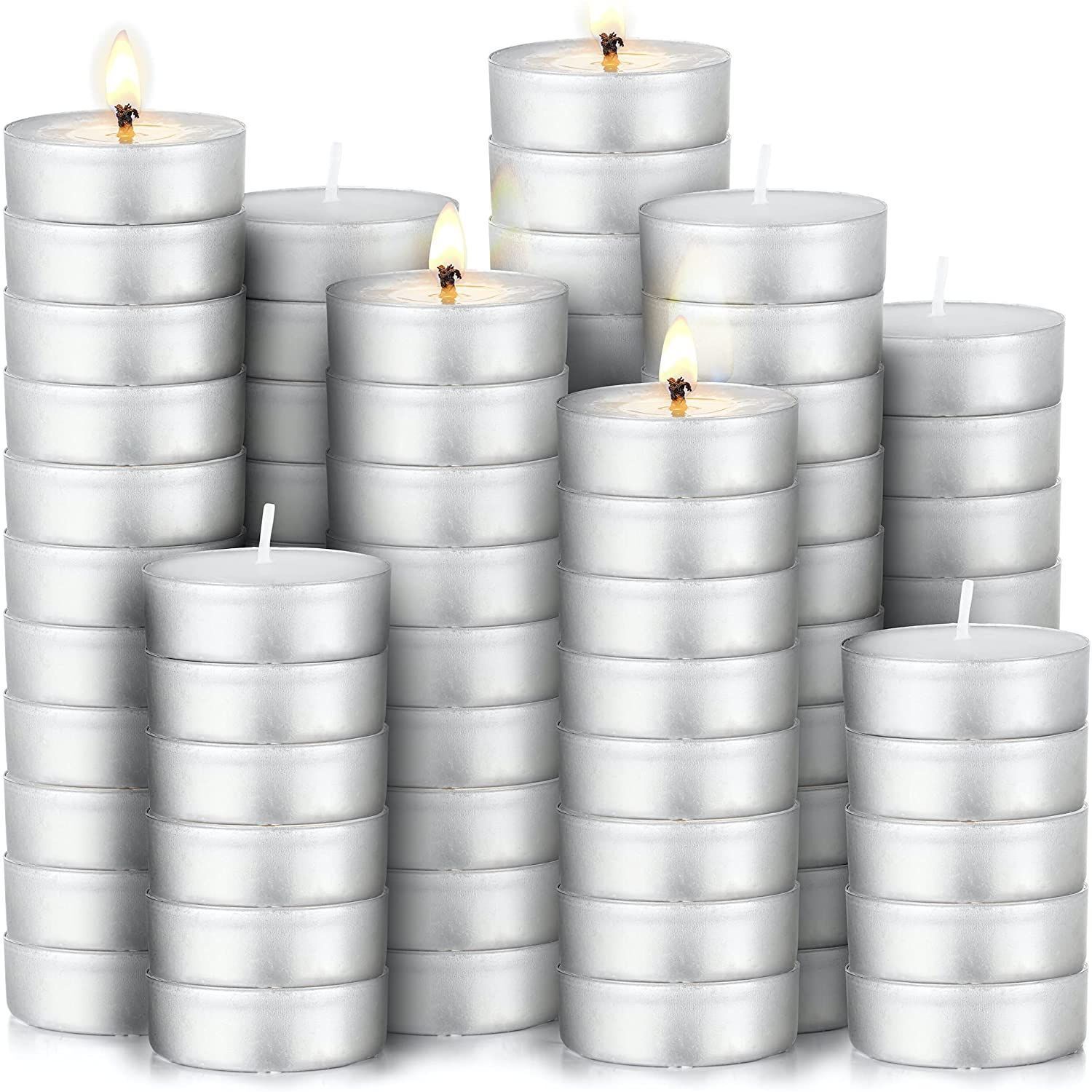 100pk 8hr Long Burning Tealight Unscented Candles White - Stonebriar  Collection