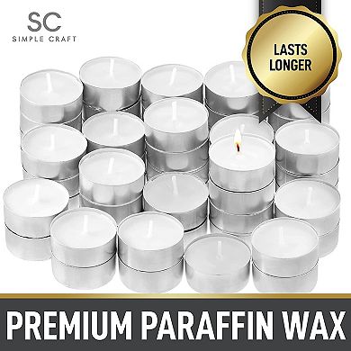 Zulay Kitchen 100 Pack Tea Lights Candles - Unscented Tealight Candles Pack by Simple Craft