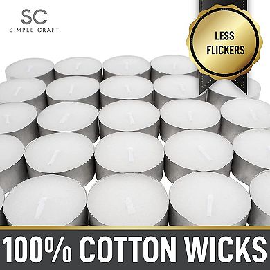 Zulay Kitchen 100 Pack Tea Lights Candles - Unscented Tealight Candles Pack by Simple Craft