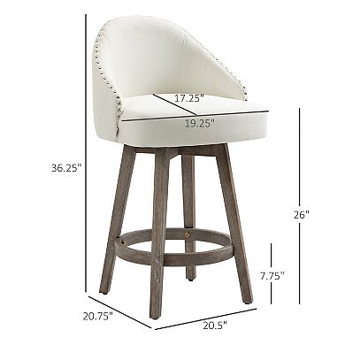 HOMCOM 26inch Counter Height Bar Stools, Linen Fabric Kitchen Stools