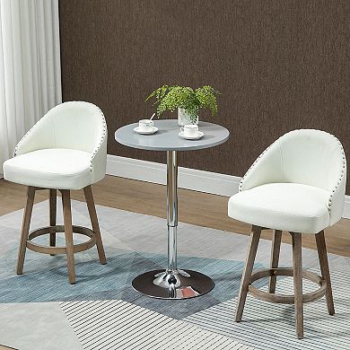HOMCOM 26inch Counter Height Bar Stools, Linen Fabric Kitchen Stools