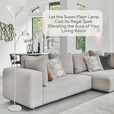 Susan White Floor Lamp with White Cone Shade