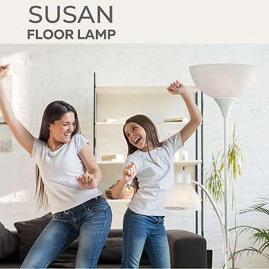 Susan White Floor Lamp with White Cone Shade