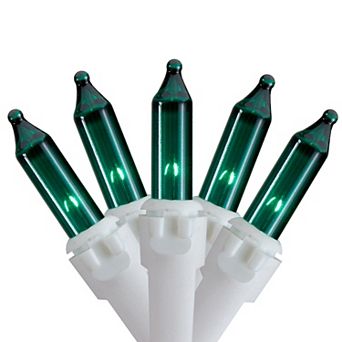 50 Count Teal Mini Christmas Light Set 24.5 ft White Wire