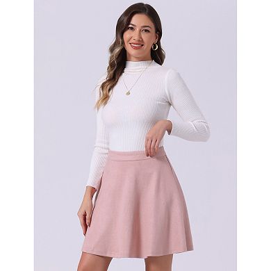 Women's Faux Suede Aline Flare Mini Skirt
