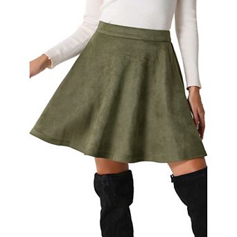 Women's Faux Suede Aline Flare Mini Skirt