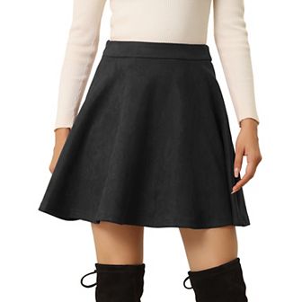Women's Faux Suede Aline Flare Mini Skirt