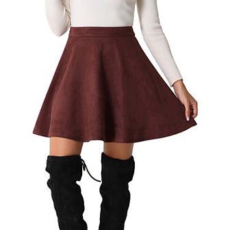 Women's Faux Suede Aline Flare Mini Skirt