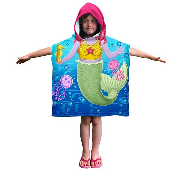 Hooded Beach Towels for Kids - Mermaid and Friends Design