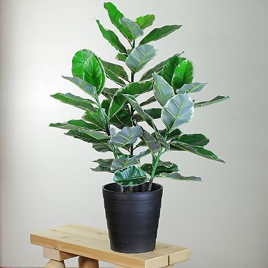 35" Potted Green Artificial Rubber Plant