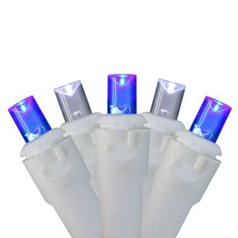 50-Count Blue and White LED Wide Angle Christmas Lights - 16.25 ft White Wire