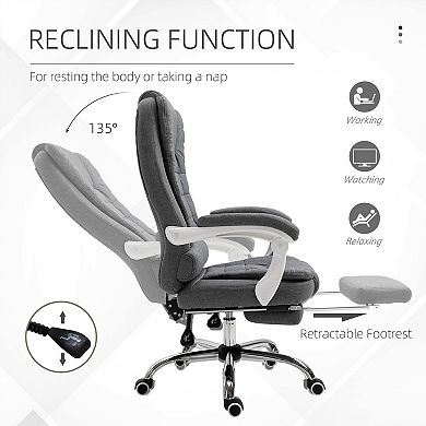 Ergonomic Office Chair With Retractable Footrest Height Adjustable With Armrests