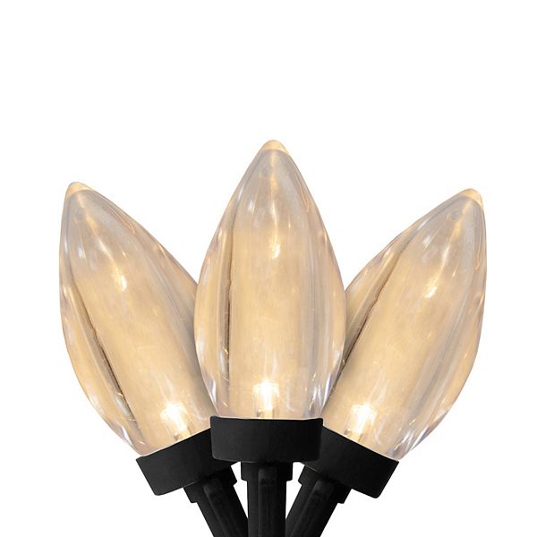 25 Count Warm White LED C9 Christmas Lights 16 ft Black Wire