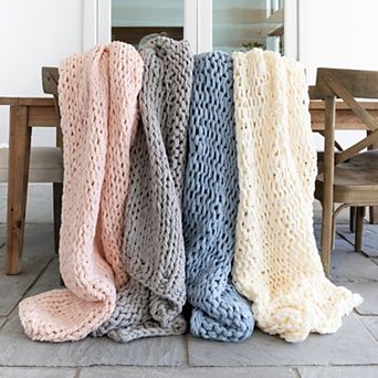 Oversized Chunky Hand-knit Throw Blanket - Urban Loft