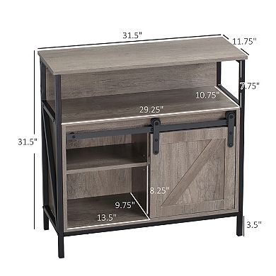 Farmhouse Buffet Cabinet, Kitchen Sideboard Sliding Barn Door Adjustable Shelf