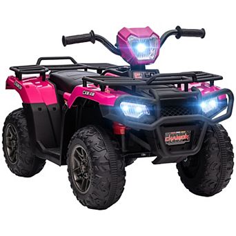 Aosom 12V Kids ATV Battery-Operated with AUX Port & USB, Kids 4 Wheeler with Tough Wear-Resistant Tread, Electric Four Wheeler Kids Ride on Car Electric Car for Ages 3-5, Pink