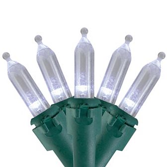 35 White LED Mini Christmas Lights - 11.25 ft Green Wire