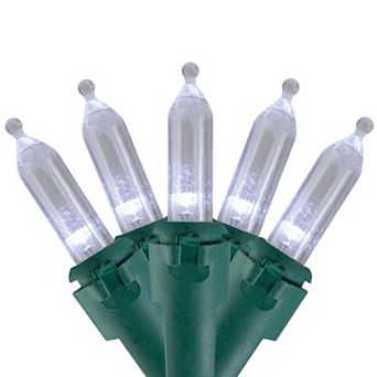 35 White LED Mini Christmas Lights - 11.25 ft Green Wire