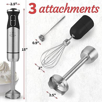 Zulay Kitchen Immersion Blender Handheld 500W - 8 Speed Copper Motor Immersion Hand Blender