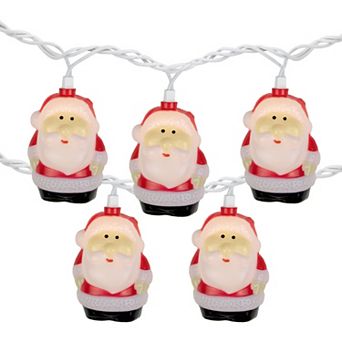 10-Count Santa Claus Christmas Light Set 6ft Green Wire